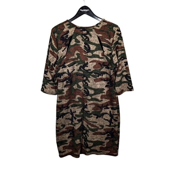 VAMP Camo Sweater Dress Fall Country Girl Plus Size 1X Stretchy Knit Midi Sheath - Picture 2 of 10